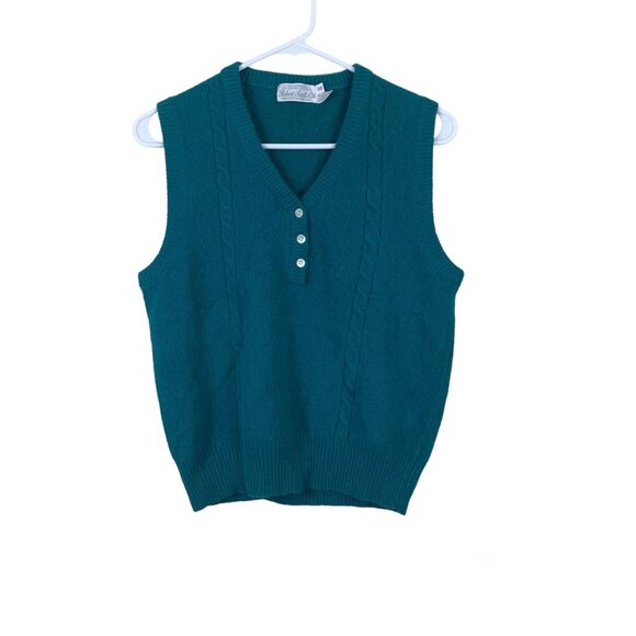 Robert Scott Ltd. Sweaters - Vintage Robert Scott Ltd. Teal Lambswool and Angora Sweater Vest - Size Medium